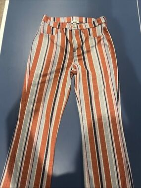 American Eagle Outfitters Striped High-Rise Pants in Rust, Cream & Navy